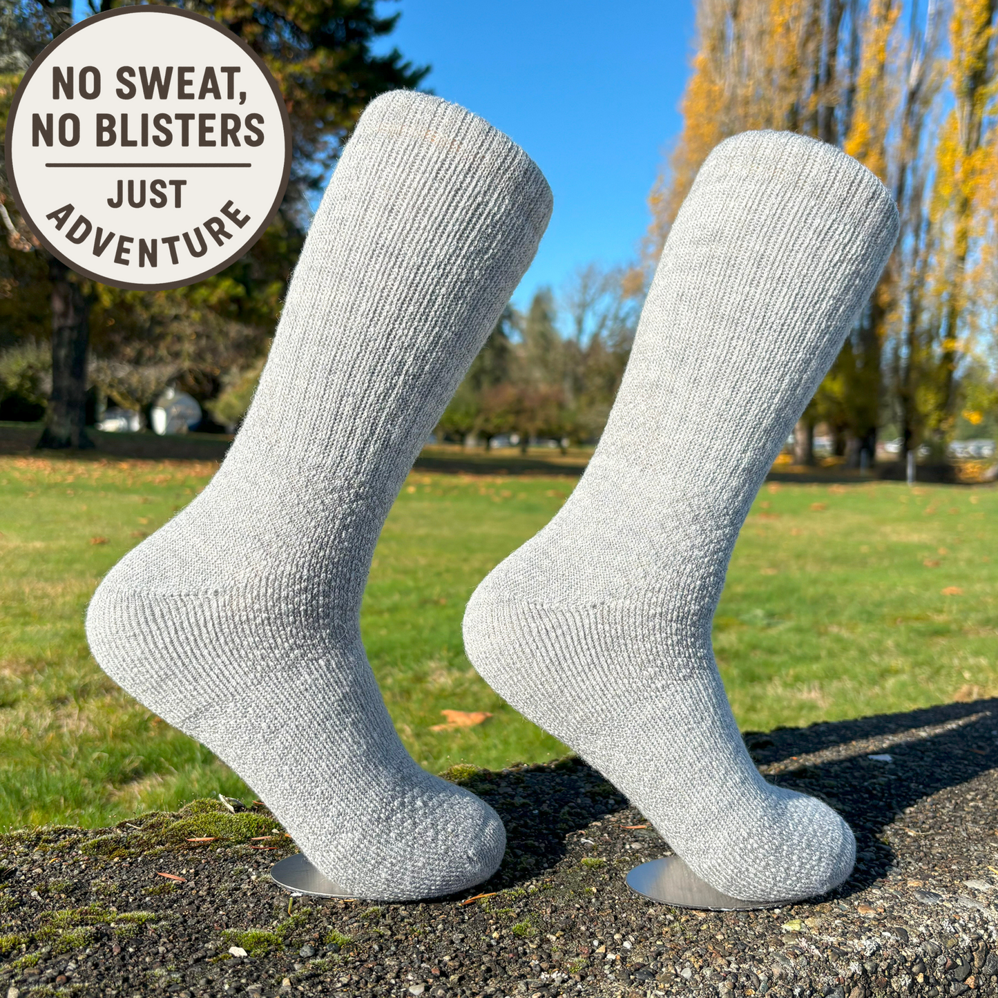 2-Pack Baby Alpaca Hiking Socks – Light Grey | Soft, Strong & Trail-Tested
