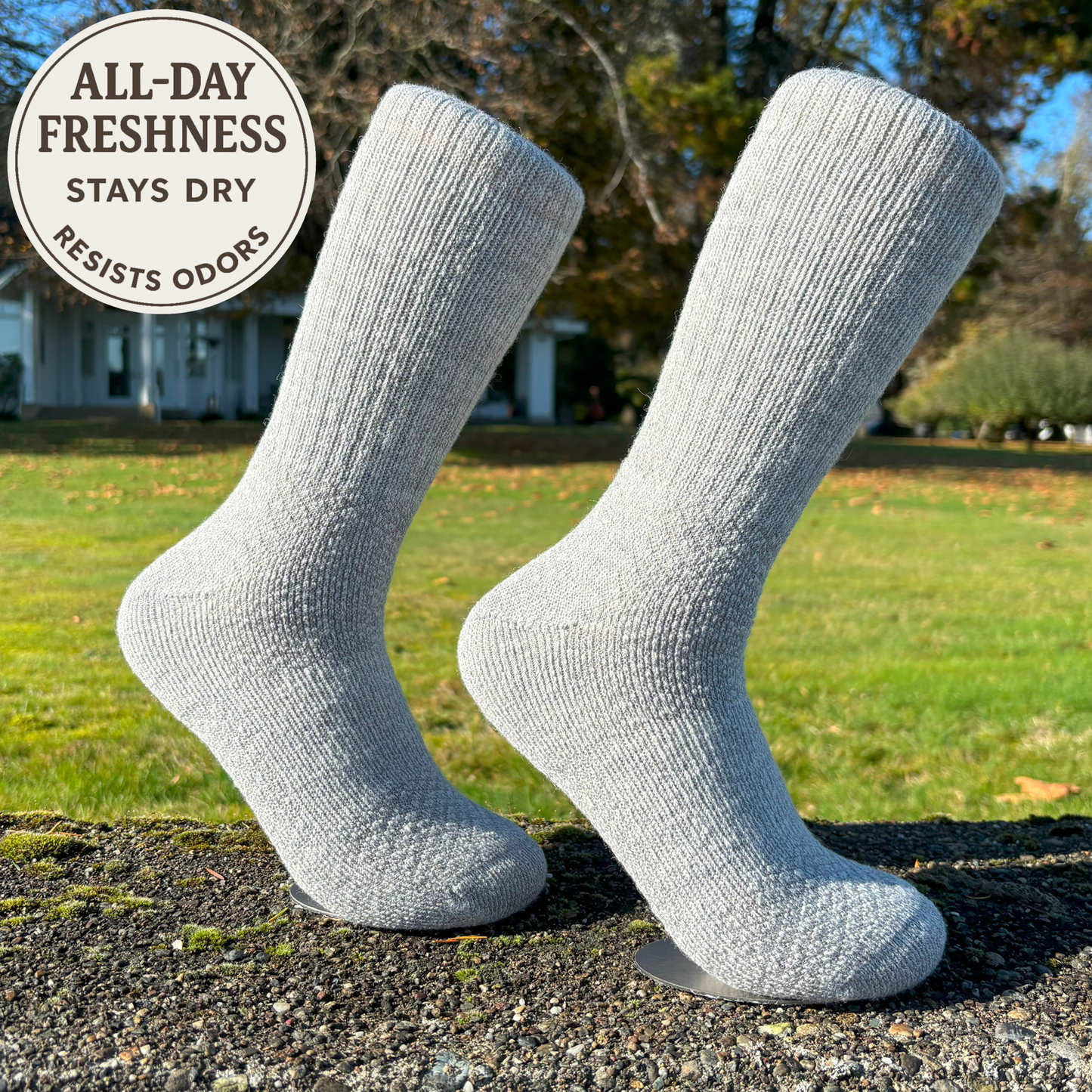2-Pack Baby Alpaca Hiking Socks – Light Grey | Soft, Strong & Trail-Tested