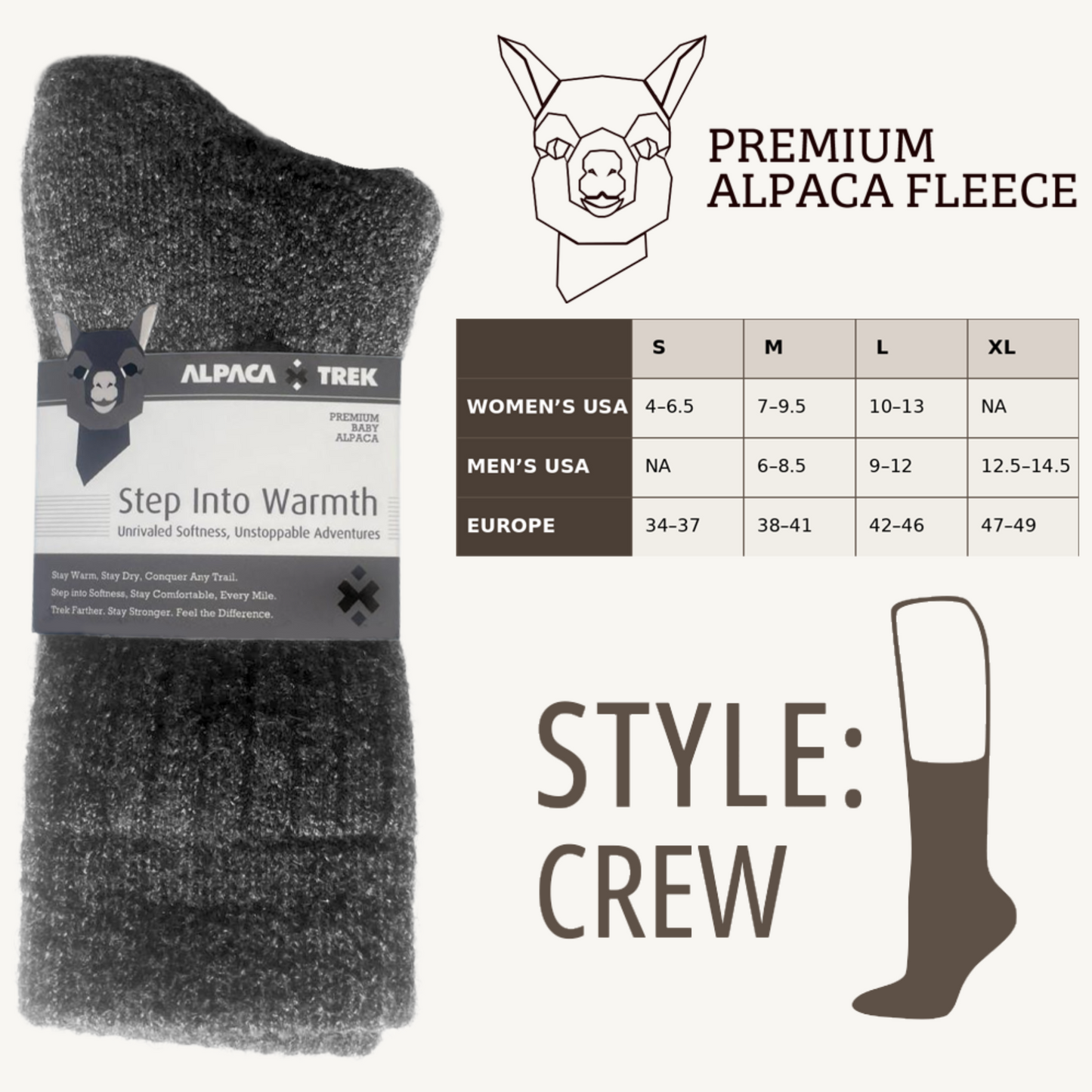 4-Pack Baby Alpaca Hiking Socks – Charcoal Grey | High-Performance Trail Essentials