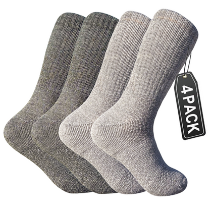 4-Pack Combo – Baby Alpaca Hiking Socks (2 Light Grey, 2 Charcoal) | Trail-Ready Comfort in Both Colors