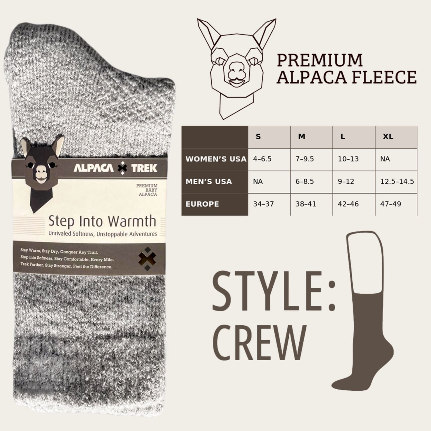Baby Alpaca Hiking Socks – Light Grey | Ultra-Soft, Breathable, Trail-Ready Comfort